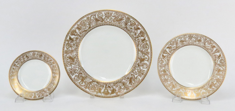 Eighty-Four (84) Piece Wedgwood Gold Florentine Dinnerware Set