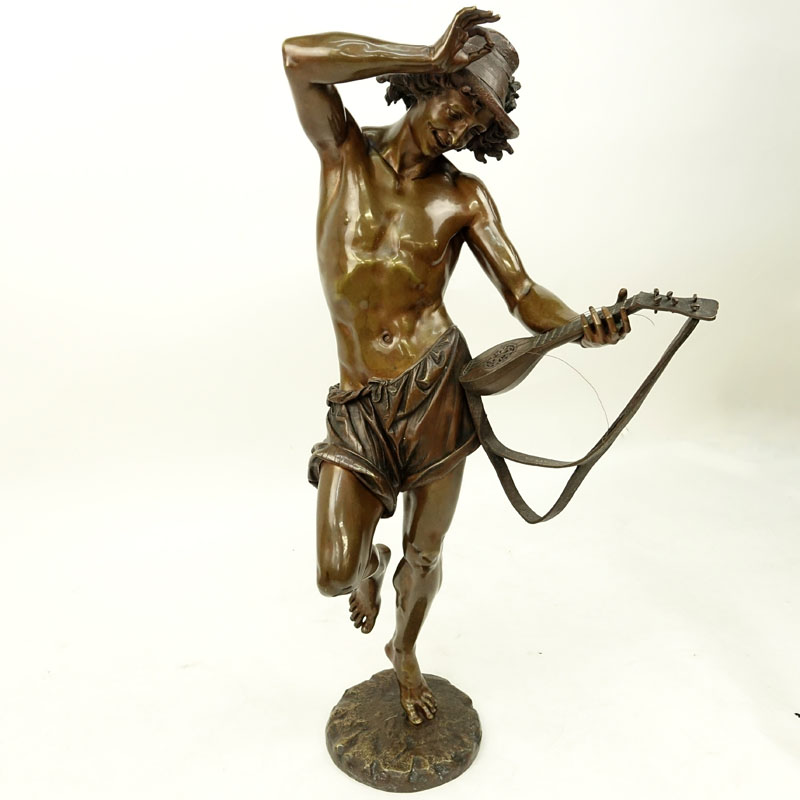 Albert Ernest Carrier-Belleuse (FRENCH, 1824-1887) ‘Le Danseur Napolitain au Luth' Bronze Sculpture