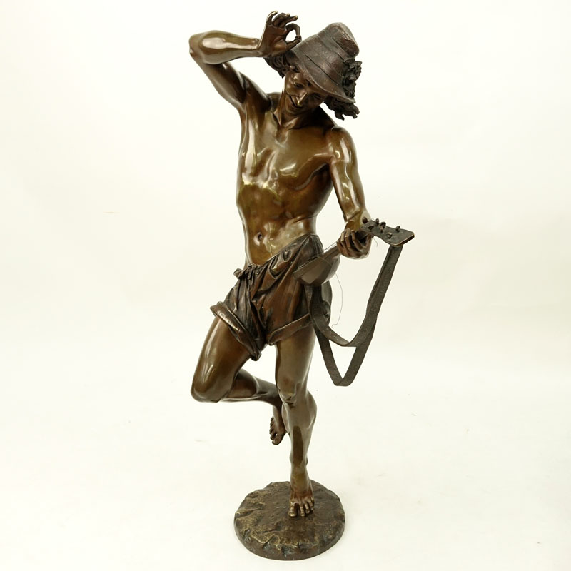 Albert Ernest Carrier-Belleuse (FRENCH, 1824-1887) ‘Le Danseur Napolitain au Luth' Bronze Sculpture