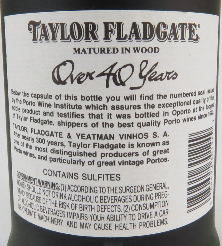 Four (4) Taylor Fladgate Port Wine Bottles on Wooden Case