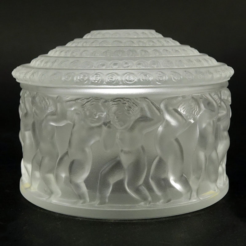 Lalique "Les Enphants" Frosted Crystal Powder Box