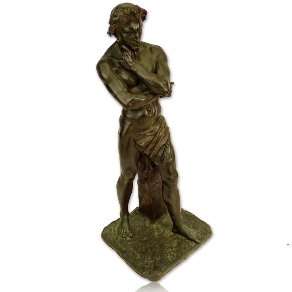 Jean-Jacques Feuchère, French (1807–1852) Bronze sculpture "Spartacus" Signed