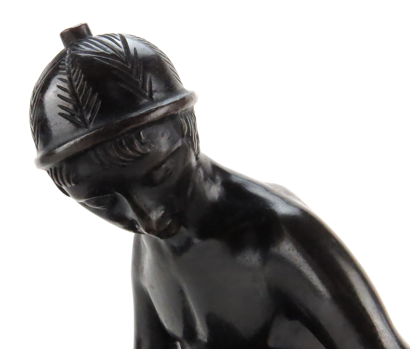 Art Deco Bronze Sculpture "Kneeling Boy With Lizard" Signed H. Kluct. Hambg.