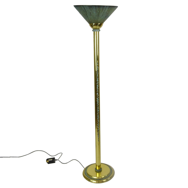 Attributed to Mastercraft Polished Brass and Polychrome Floor Lamp