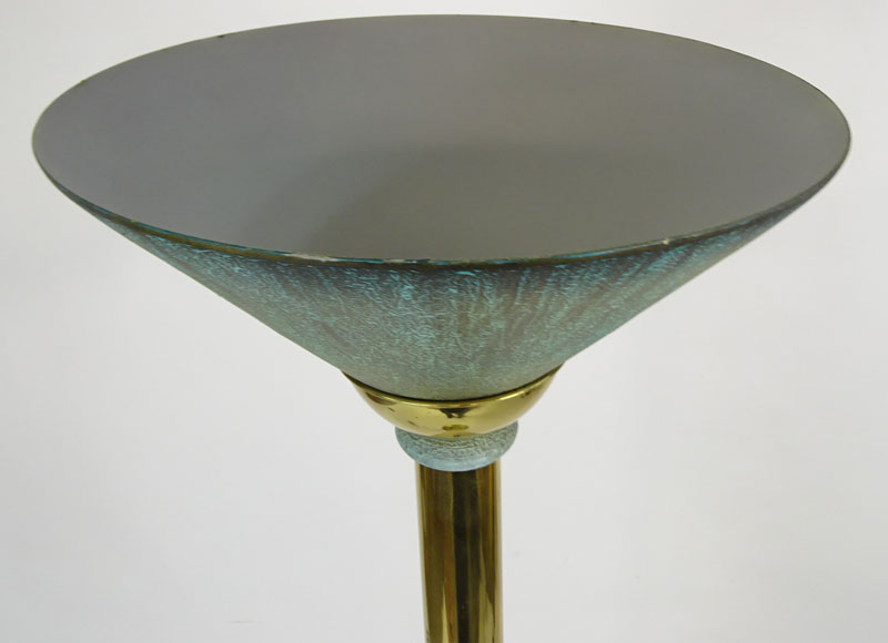 Attributed to Mastercraft Polished Brass and Polychrome Floor Lamp