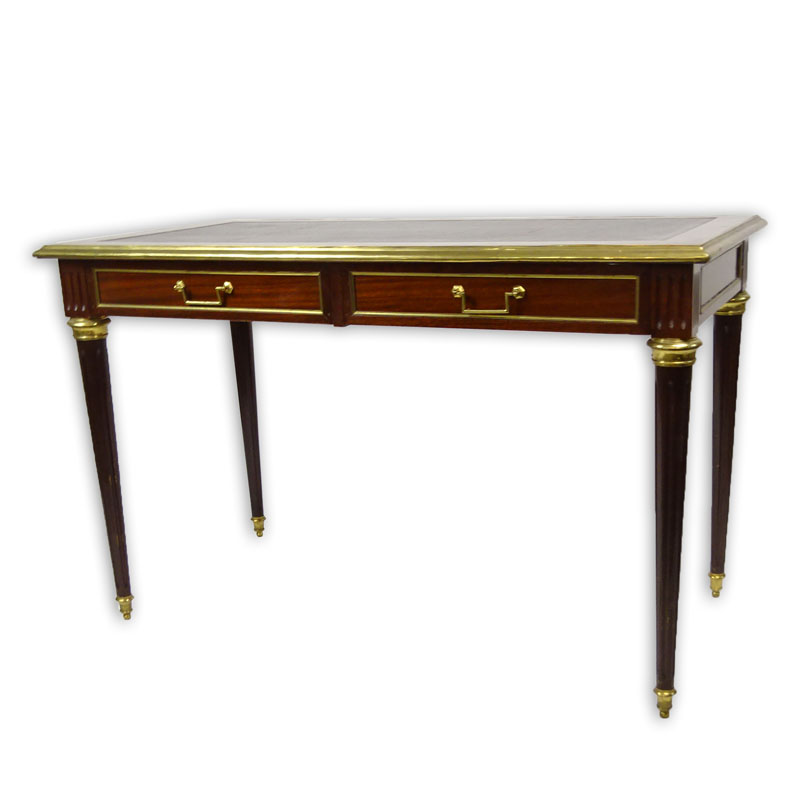 19/20th Century Louis XVI Style Mahogany Gilt Bronze Mounted Bureau Plat