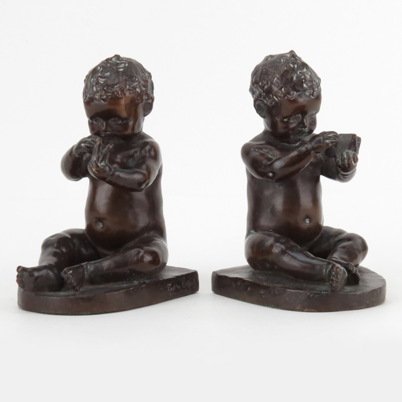 Brenda Putnam, American (1890-1975) Pair of Putti Figural Bronze Bookends