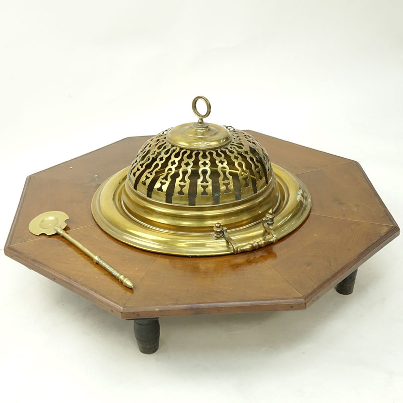 Vintage Brass and Wood Brazier