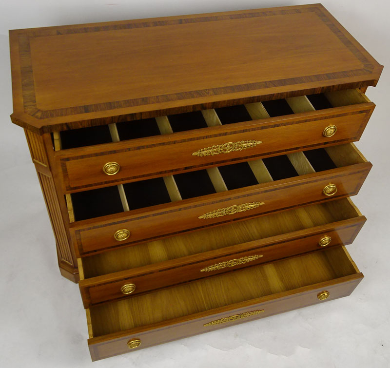 Vintage Empire Style Mahogany Inlaid and Gilt Bronze Commode/Chest of Drawers