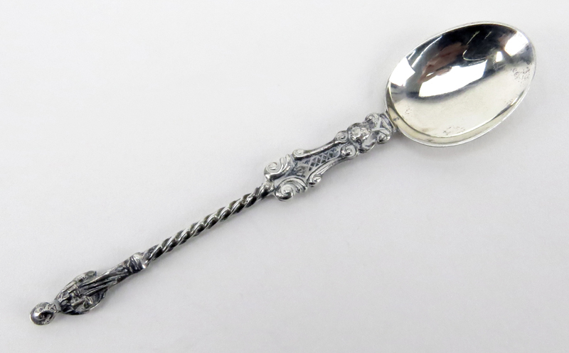 Twelve (12) Sterling Silver Victorian Style Repousse Apostle Spoons