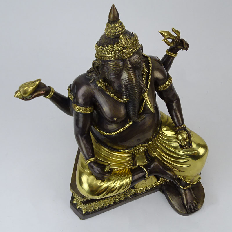 20th Century Thai Hindu Bronze and Gilt Seated Ganesh Sculpture