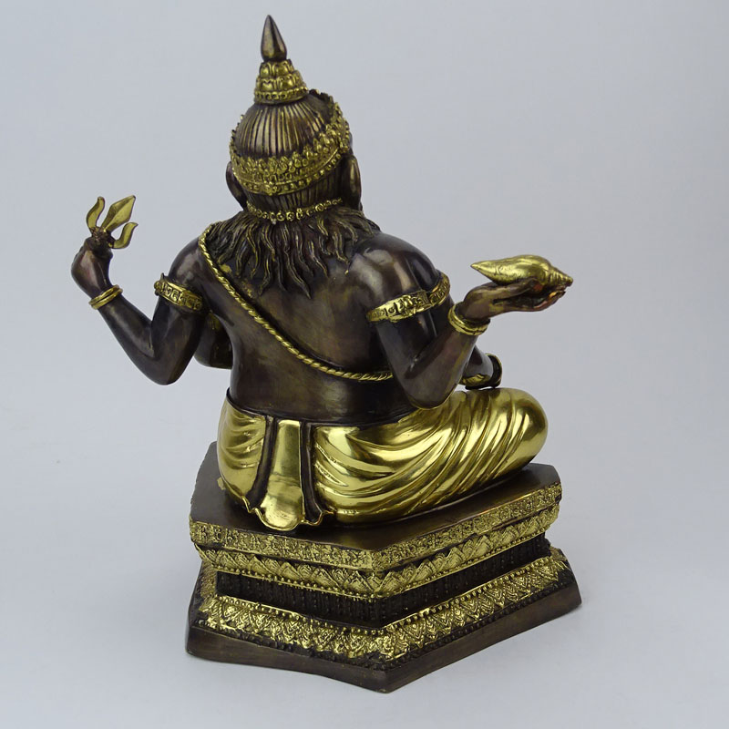 20th Century Thai Hindu Bronze and Gilt Seated Ganesh Sculpture