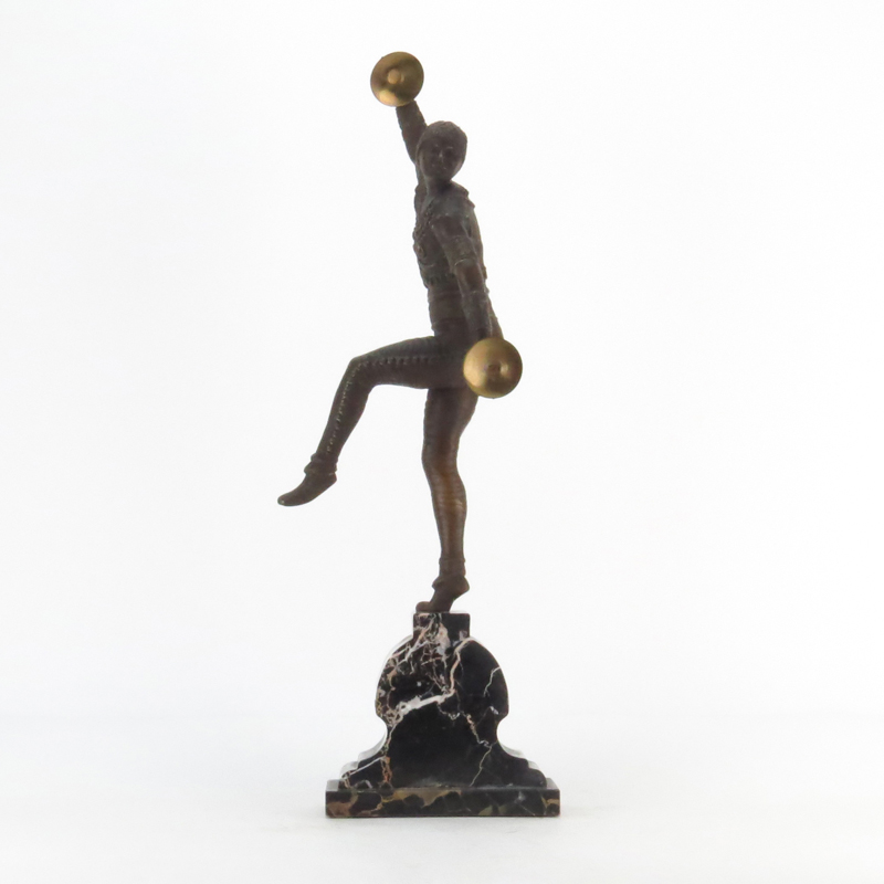 After: Dimitri Chiparus, Romanian/French (1886-1947) Art Deco Bronze Russian Dancer on Marble Base