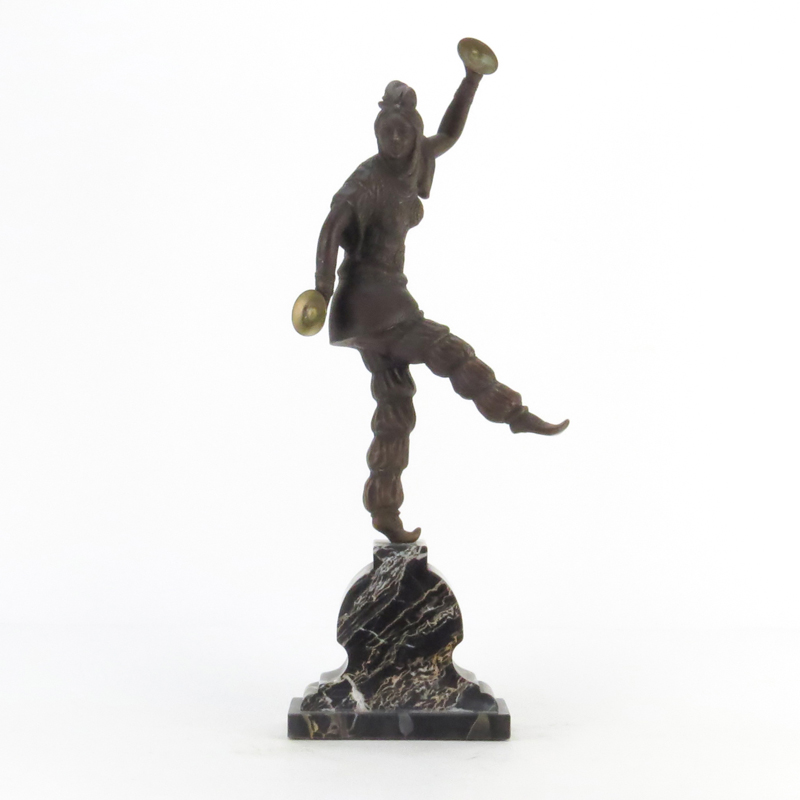 After: Dimitri Chiparus, Romanian/French (1886-1947) Art Deco Bronze Russian Dancer on Marble Base