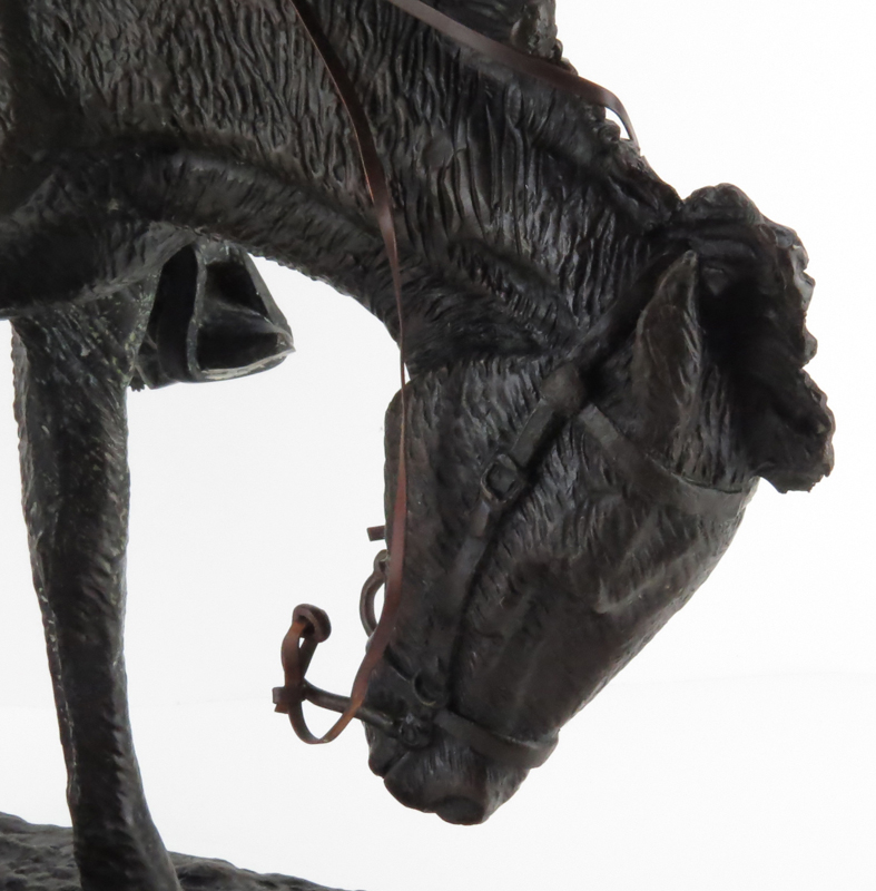 After: Frederic Remington, American (1861-1909) "The Norther" Bronze Sculpture on Marble Base