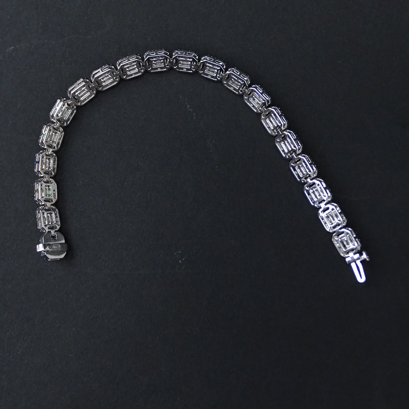 7.50 Carat Baguette and Round Brilliant Cut Diamond and 18 Karat White Gold Bracelet