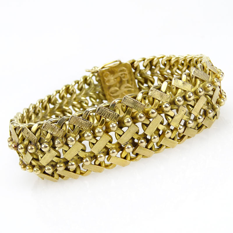 Vintage Heavy 18 Karat Yellow Gold Flexible Link Bracelet