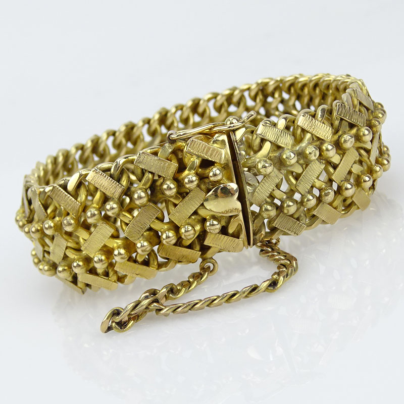 Vintage Heavy 18 Karat Yellow Gold Flexible Link Bracelet