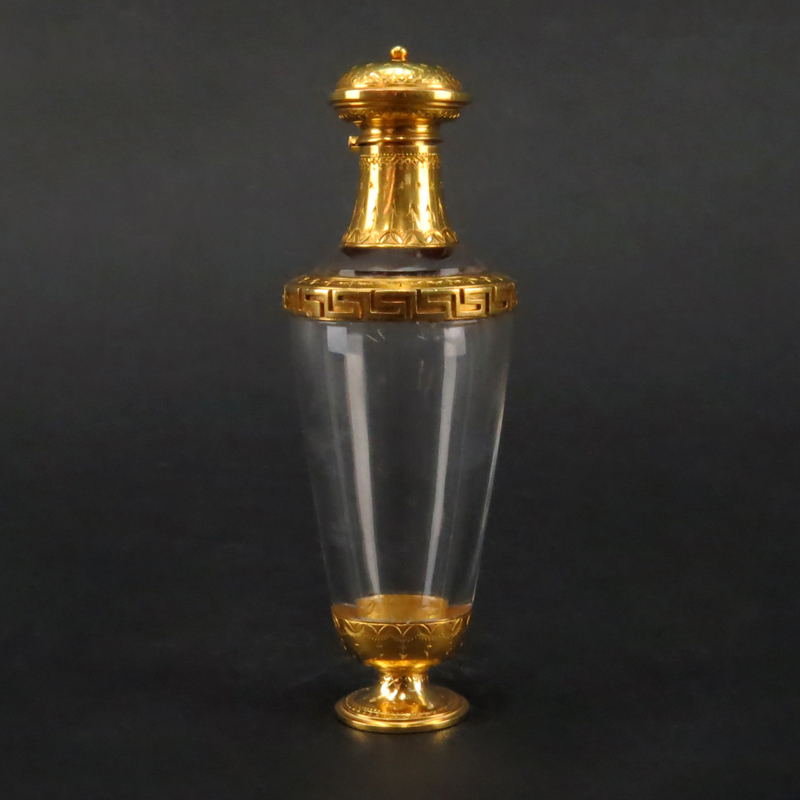 Miniature 19th Century French 18K Gold and Crystal Scent Bottle