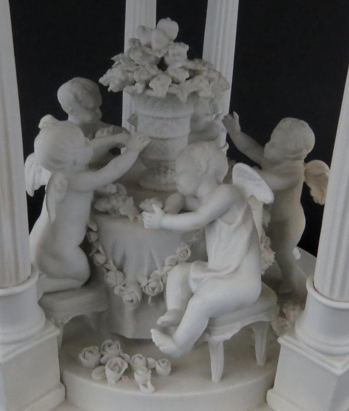 19/20th Century Sevres Style Bisque Porcelain Cherub Figural Centerpiece