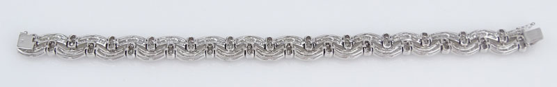 8.50 Carat Baguette and Round Brilliant Cut Diamond and 18 Karat White Gold Bracelet.