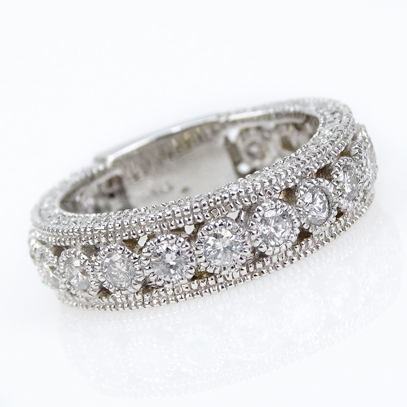 1.36 Carat TW Round Brilliant Cut Diamond and 14 Karat White Gold Eternity Band.