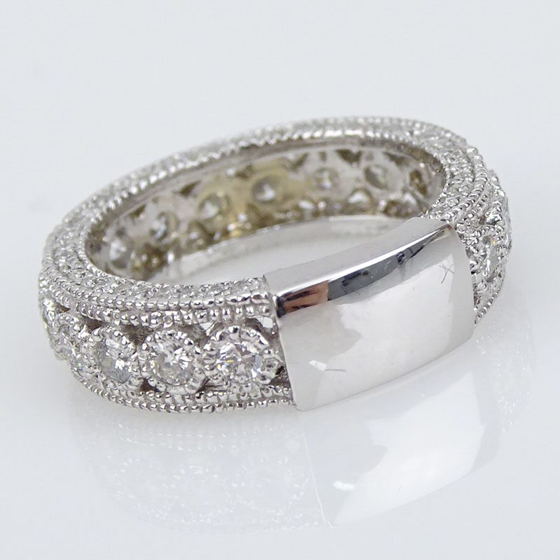 1.36 Carat TW Round Brilliant Cut Diamond and 14 Karat White Gold Eternity Band.