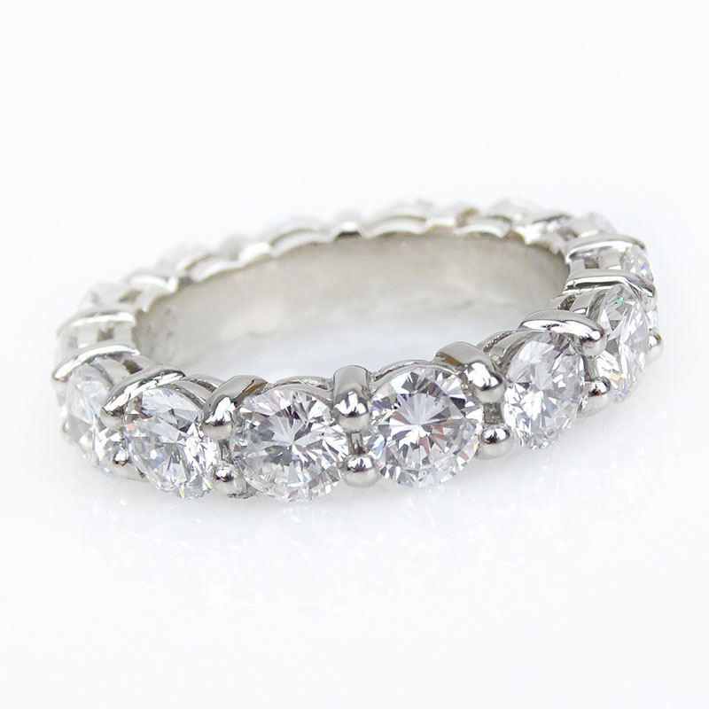 5.0 Carat Round Brilliant Cut Diamond and Platinum Eternity Band. Diamonds