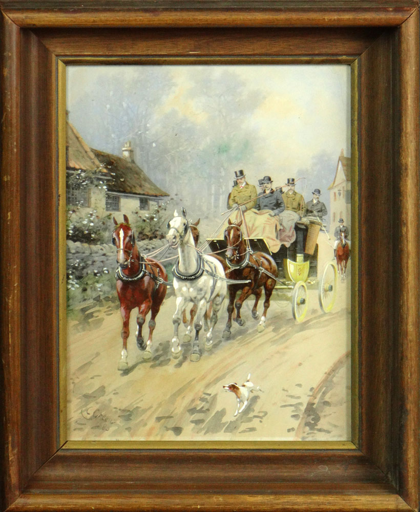 Charles Green, British (1840-1898) Circa 1885 Watercolor and Gouache on Paper "The Stagecoach"