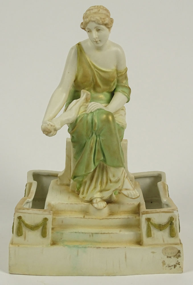 Antique Royal Vienna Wahliss Porcelain Figurine "Grecian Beauty" Signed with Blue Seal Mark on Bottom