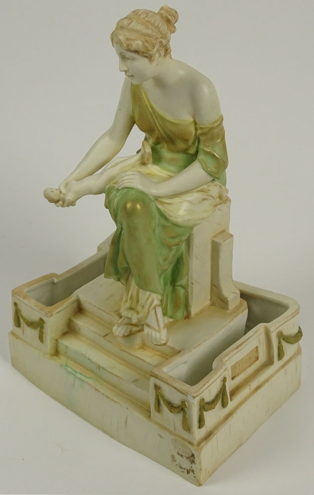 Antique Royal Vienna Wahliss Porcelain Figurine "Grecian Beauty" Signed with Blue Seal Mark on Bottom