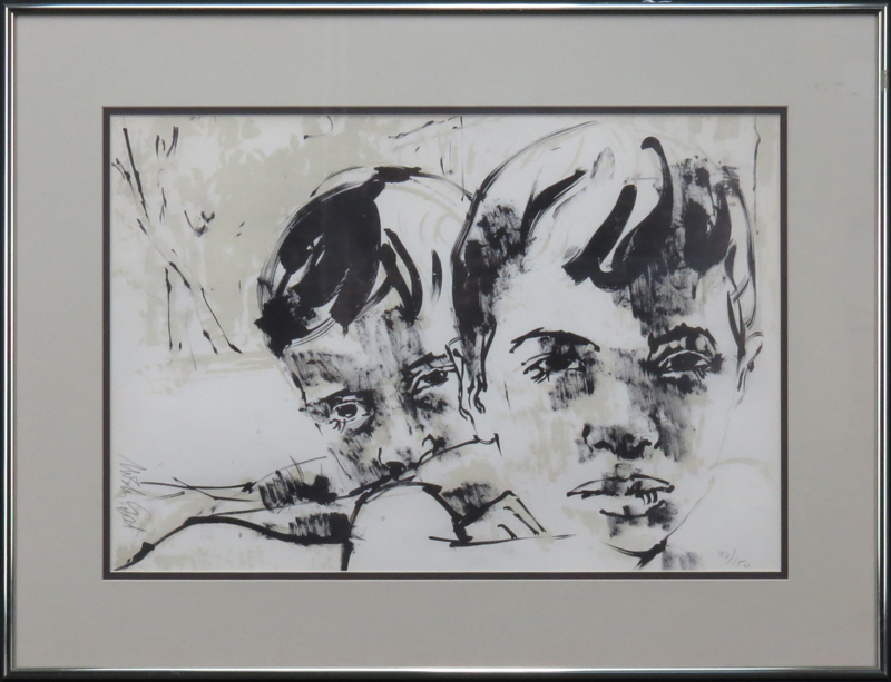 Moshe Gat, Israeli (b. 1935) Lithograph "Two Boys". 