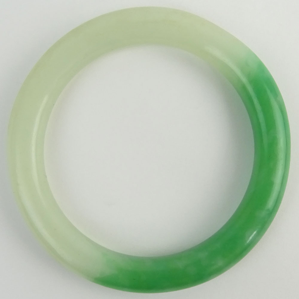 Chinese White to Green Jade Bangle Bracelet