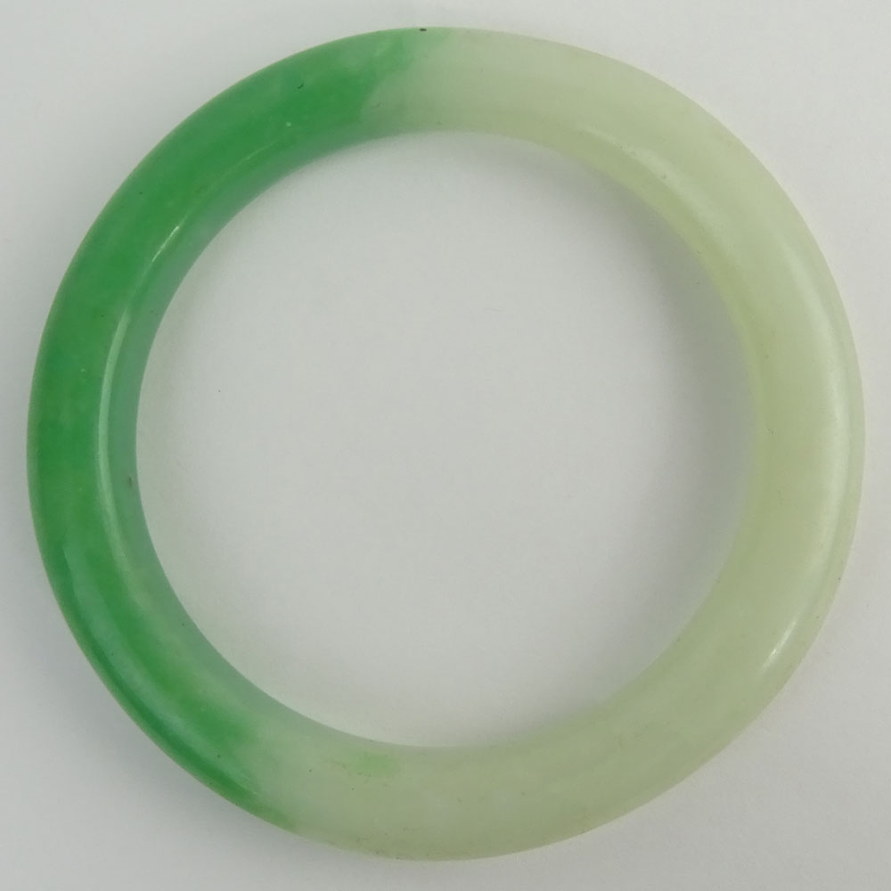 Chinese White to Green Jade Bangle Bracelet