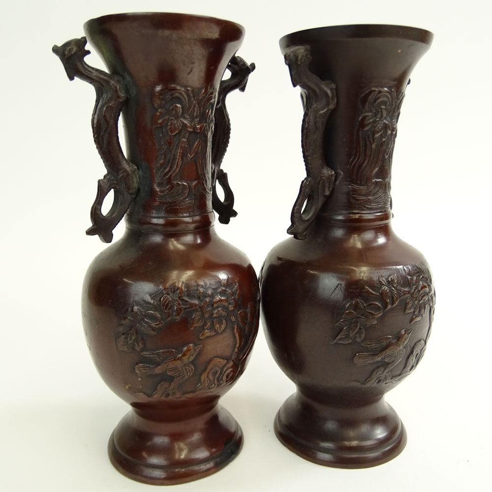 Two Pair Japanese Bronze Vases