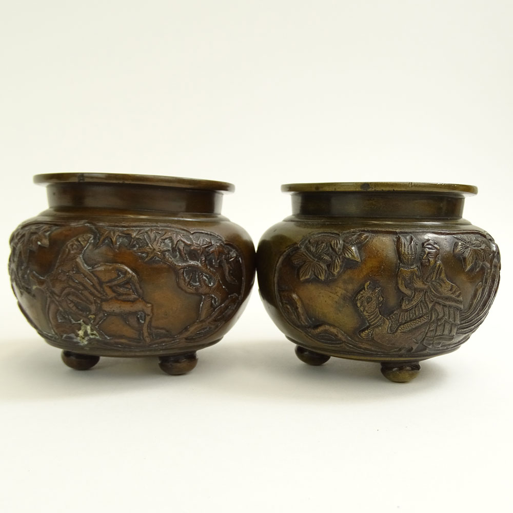 Two Pair Japanese Bronze Vases