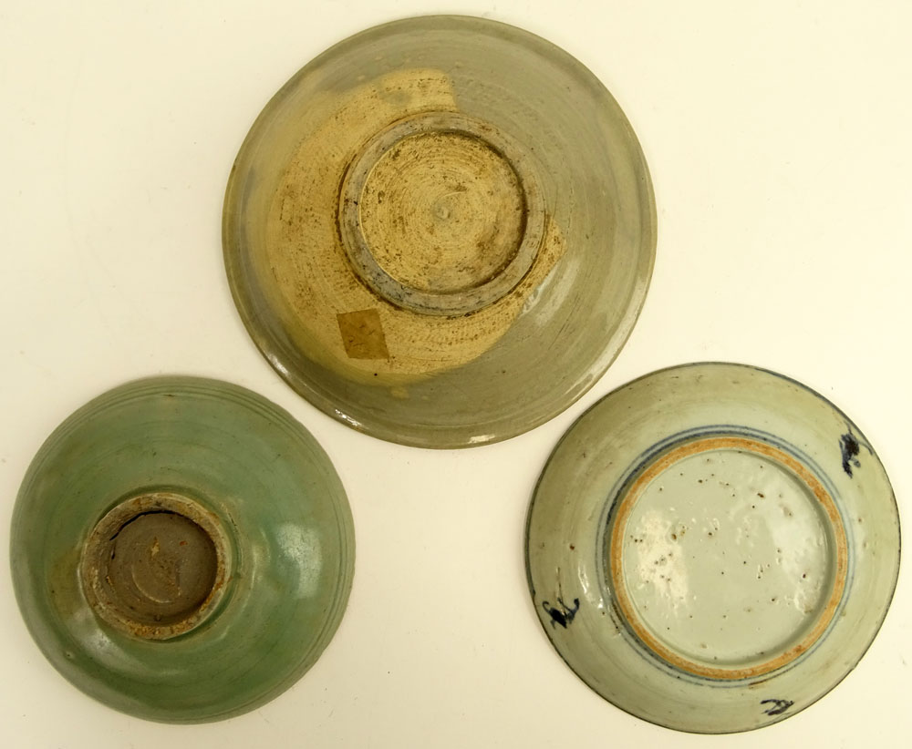 Three (3) Piece Antique Chinese Celadon Bowls