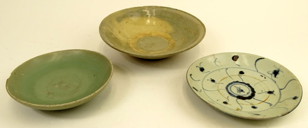 Three (3) Piece Antique Chinese Celadon Bowls