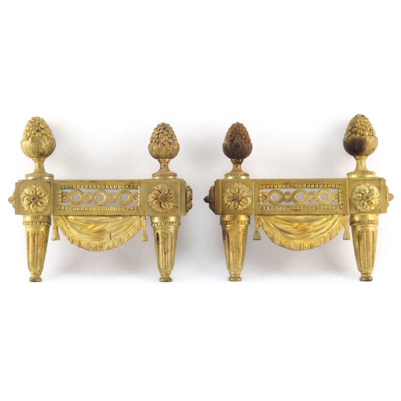 Pair Bronze Andirons