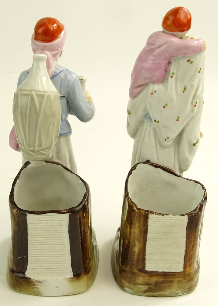 Pair of Vintage Turkish Hand Painted Porcelain Figural match strikers