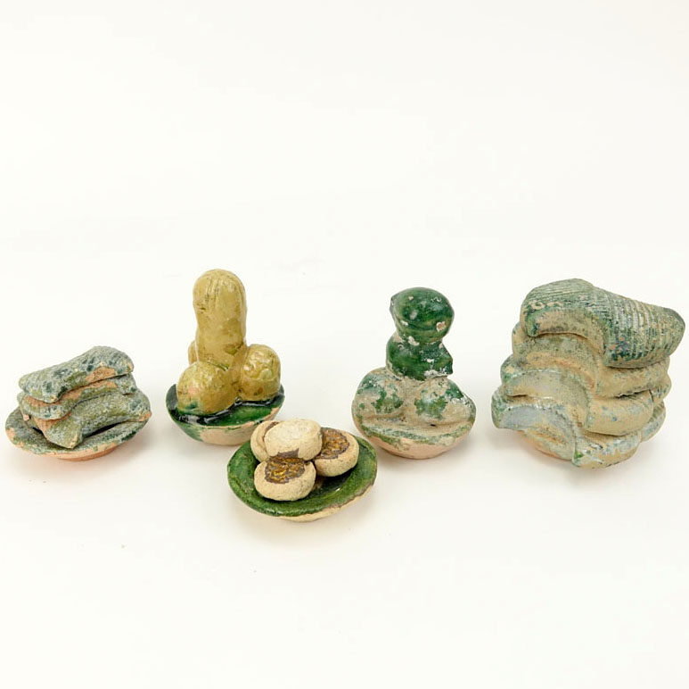 A Lot of Five (5) Chinese Ming Dynasty Terracotta Funerary Food Offerings