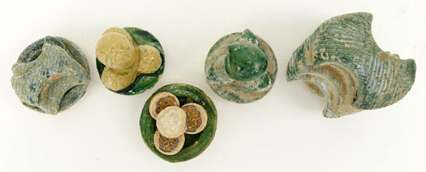 A Lot of Five (5) Chinese Ming Dynasty Terracotta Funerary Food Offerings