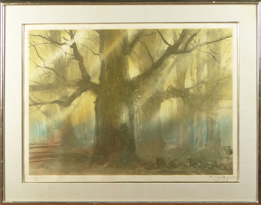 20th Century Color Etching, Forest Scene