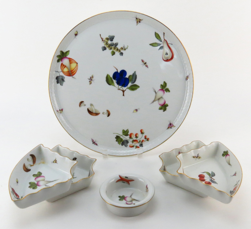 Two (2) Herend Porcelain Individual Divided Serving Dishes