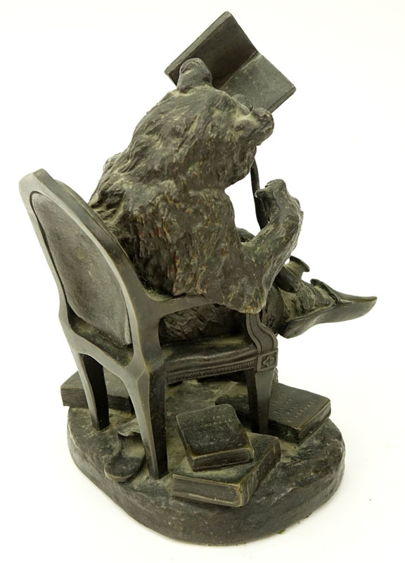 Christophe Fratin, French (1801-1864) Bronze Sculpture, Bear Smoking Pipe