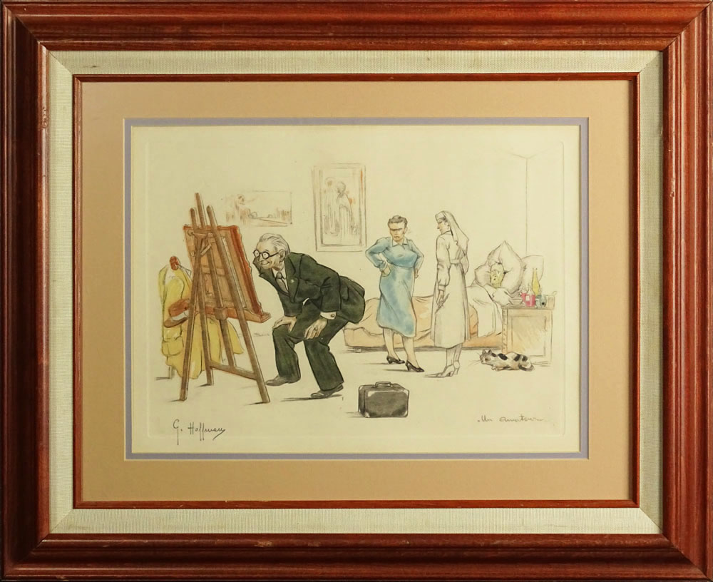 G. Hoffman (20th C) Etching "Un Amateur" Pencil Signed Lower Left.