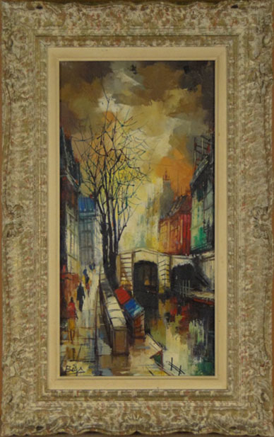 Mid 20th Century Paris School Street and Canal Scene