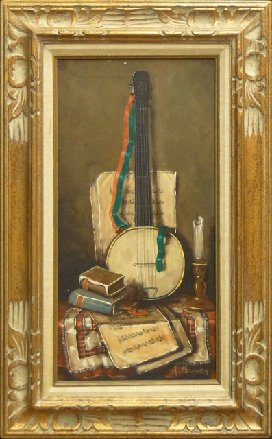 Aristid Szendy Hungarian (1903-1972) Oil on Canvas "Still Life with Banjo"