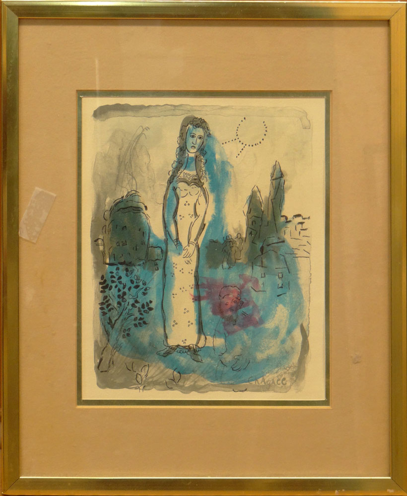 Marc Chagall French (1887-1985) Color Lithograph "Esther (from Bible II, Verve 37/38) Mourlot 252