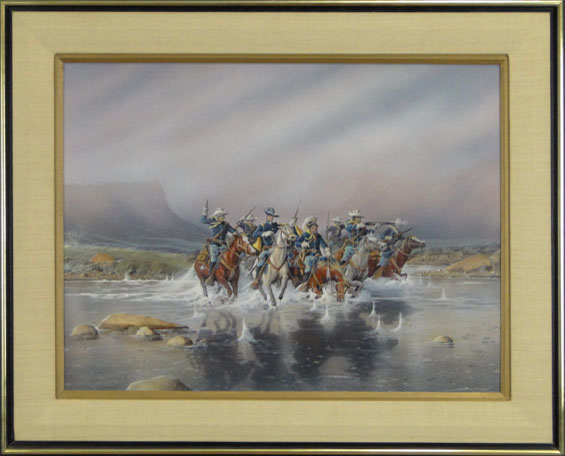 Sixten Netzler American-Miami-California (born1940- ) Oil on Board "Calvary Charge" Signed Sixten Lower Right